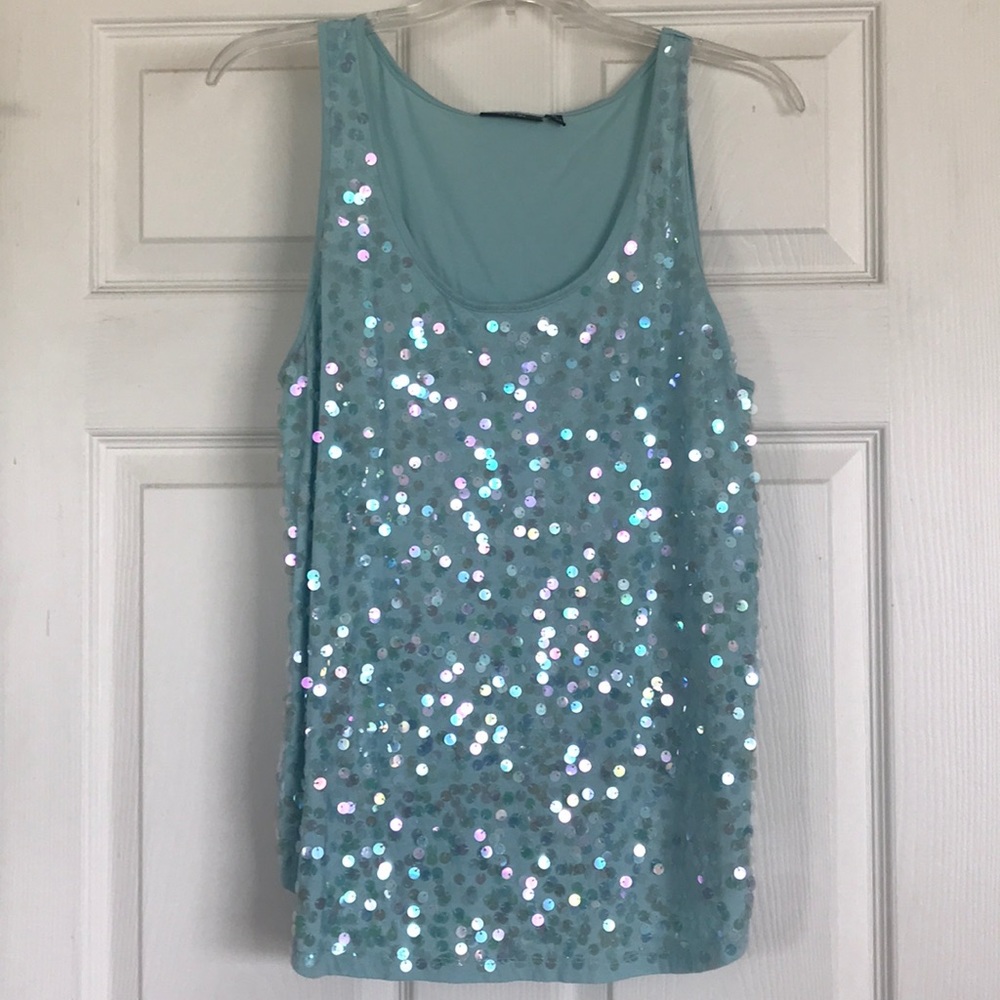 XL Aqua blue sparkle top